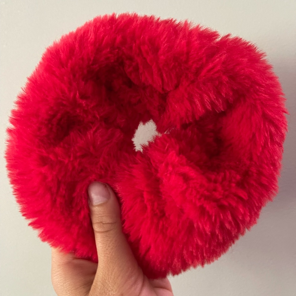 Red Fluffy Scrunchie